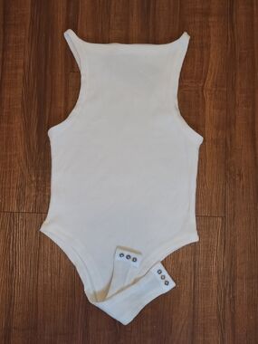 NWT MUSERA Ribbed High-Neck Sleeveless Bodysuit White - Size XS